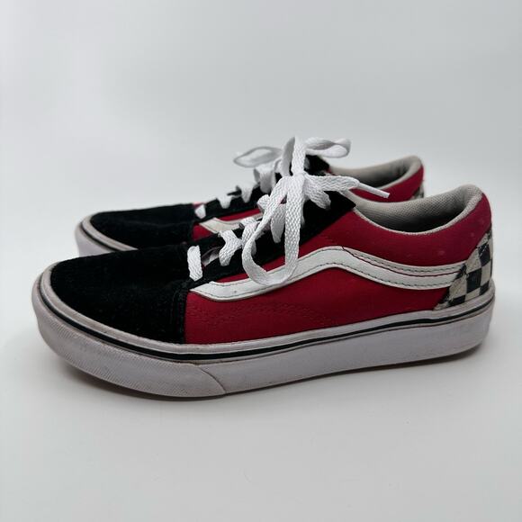 Vans Comfycush Old Skool Black Red Checkerboard Skateboard Shoes Kids US 3 EU 34 - Picture 5 of 8
